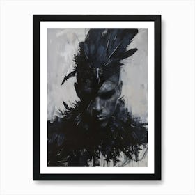 Whimsical Dark Feathers Man 5 Art Print