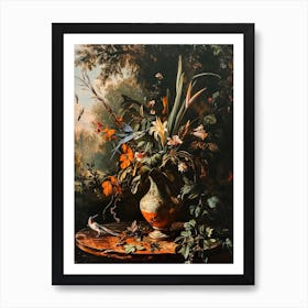 Baroque Floral Still Life Bird Of Paradise 3 Art Print