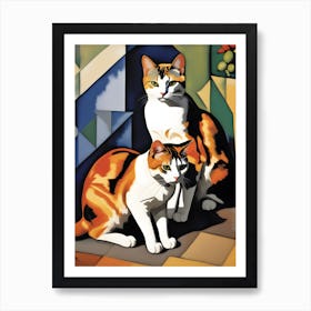 Cats On A Table Modern Art Cezanne Inspired Art Print