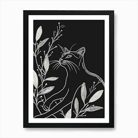 Oriental Shorthair Cat Minimalist Illustration 3 Art Print