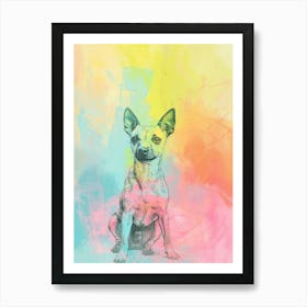 Pastel Manchester Terrier Dog Pastel Line Illustration  2 Art Print