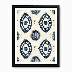 Blue And White Ink Art Print