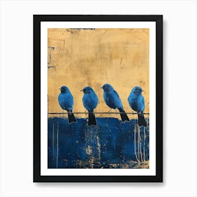 Blue Birds On A Wire 8 Art Print