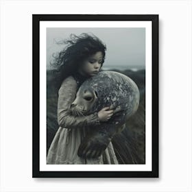 Girl With A Seal 1 Art Print