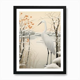 Winter Bird Painting Crane 3 Art Print