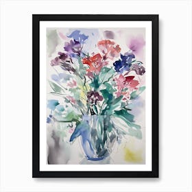 Lisanthius Flower Illustration 1 Art Print