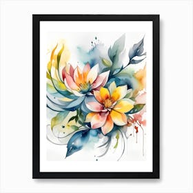 Watercolor Lotus Flower Art Print