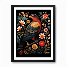 Folk Bird Illustration Eurasian Sparrowhawk 1 Art Print