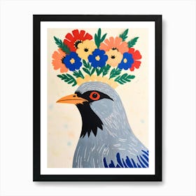 Bird With Flowers On Its Head 1 Art Print