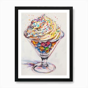 Rainbow Trifle With Sprinkles Mixed Media Painting 3 Art Print