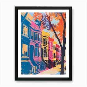 Prospect Heights New York Colourful Silkscreen Illustration 2 Poster