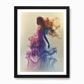 Abstract Woman Silhouette In Smoke Art Print