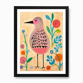 Pink Scandi Dunlin 2 Art Print