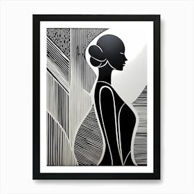 A Linocut inspired woman art, 112 Art Print