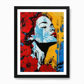 Girl With Flowers, Pop Art Art Print