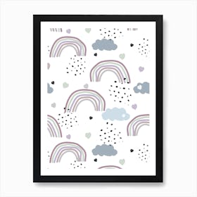 Rainbows Hearts Dots Art Print