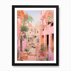 Byblos Lebanon 4 Vintage Pink Travel Illustration Art Print