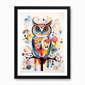 Bird Painting Collage Owl 1 Art Print