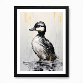 Black & White Duckling Gouache 2 Art Print