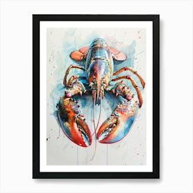 Lobster Pastel Watercolour 3 Art Print