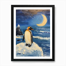 Adlie Penguin Half Moon Island Oil Painting 1 Art Print