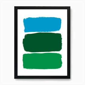 Green And Blue Brush Strokes Art Print