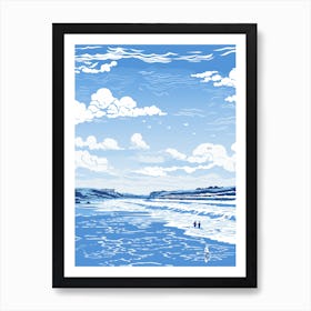 A Screen Print Of Fistral Beach Cornwall 1 Art Print