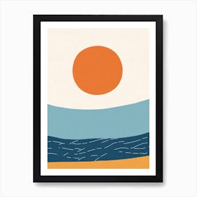 Sky, Sea, Beach, Geometric Abstract Art Art Print