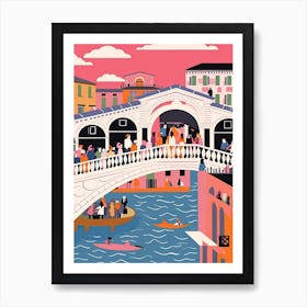 Rialto Bridge, Venice Italy Colourful 4 Art Print