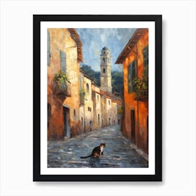 Painting Of A Street In Rome With A Cat 1 Impressionism Art Print