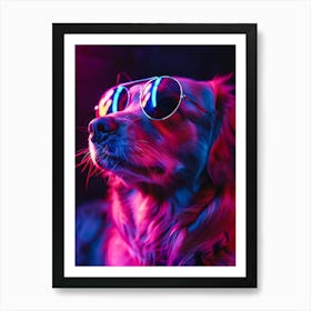 Beautiful Dog Under Neon Lights 16 Art Print