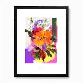 Marigold 2 Neon Flower Collage Poster Art Print