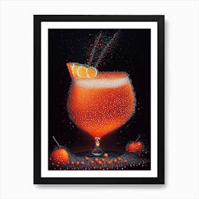 Fuzzy Navel Pointillism Cocktail Poster Art Print