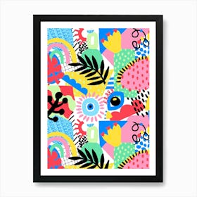 Abstract Maximalist Dopamine Collage Art Print