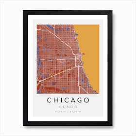 Chicago Map Print - Frida style Art Print