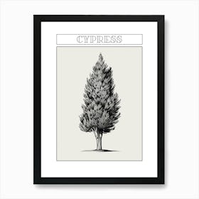 Cypress Tree Minimalistic Drawing 3 Poster Art Print