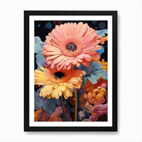 Surreal Florals Gerbera Daisy 2 Flower Painting Art Print