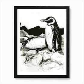 Emperor Penguin Sunbathing On Rocks 1 Art Print