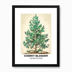 Cherry Blossom Tree Storybook Illustration 4 Poster Art Print