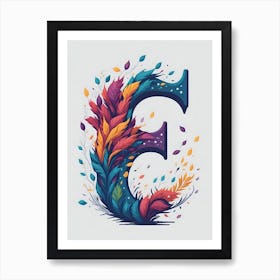 Colorful Letter E Illustration 76 Art Print