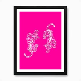 Tiger On Pink Background Art Print