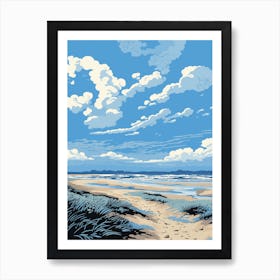 A Screen Print Of Holkham Bay Beach Norfolk 4 Art Print