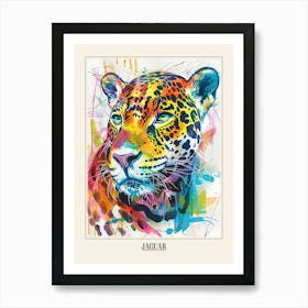 Jaguar Colourful Watercolour 1 Poster Art Print