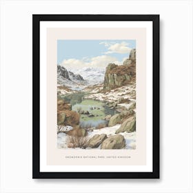 Vintage Winter Poster Snowdonia National Park United Kingdom 1 Art Print