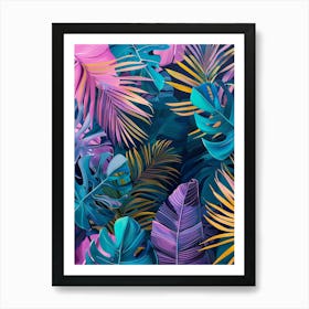 Tropical Leaves Seamless Pattern Art Print