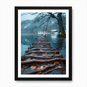 Pier In The Snow Art Print