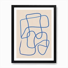 Abstract Scribble In Blue Line Art Print