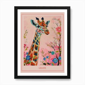 Floral Animal Painting Giraffe 3 Poster Art Print