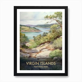 Virgin Islands National Park Watercolour Vintage Travel Poster 1 Art Print