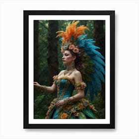 Mermaid In The Forest Art Print